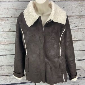 Women’s faux fur faux suede brown Coat Sherpa